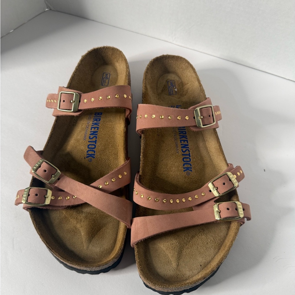 Birkenstock Franca Sandals 40 women’s 9 dusty rose gold colored studs